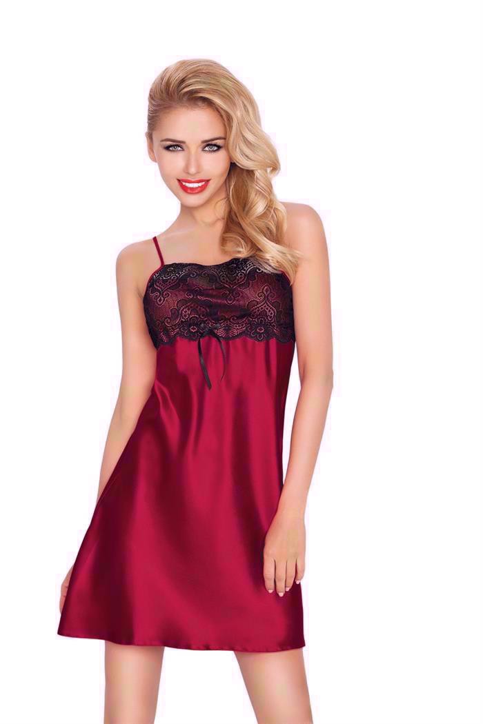 Lace overlay satin babydoll natkjole 