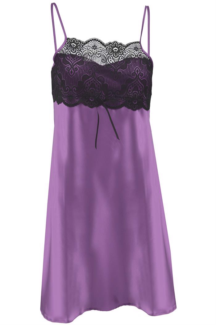 Lace overlay satin babydoll natkjole 