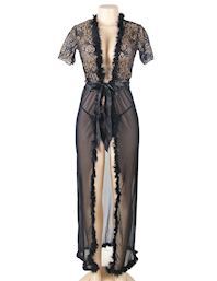 Sort Glamourøs lang kimono