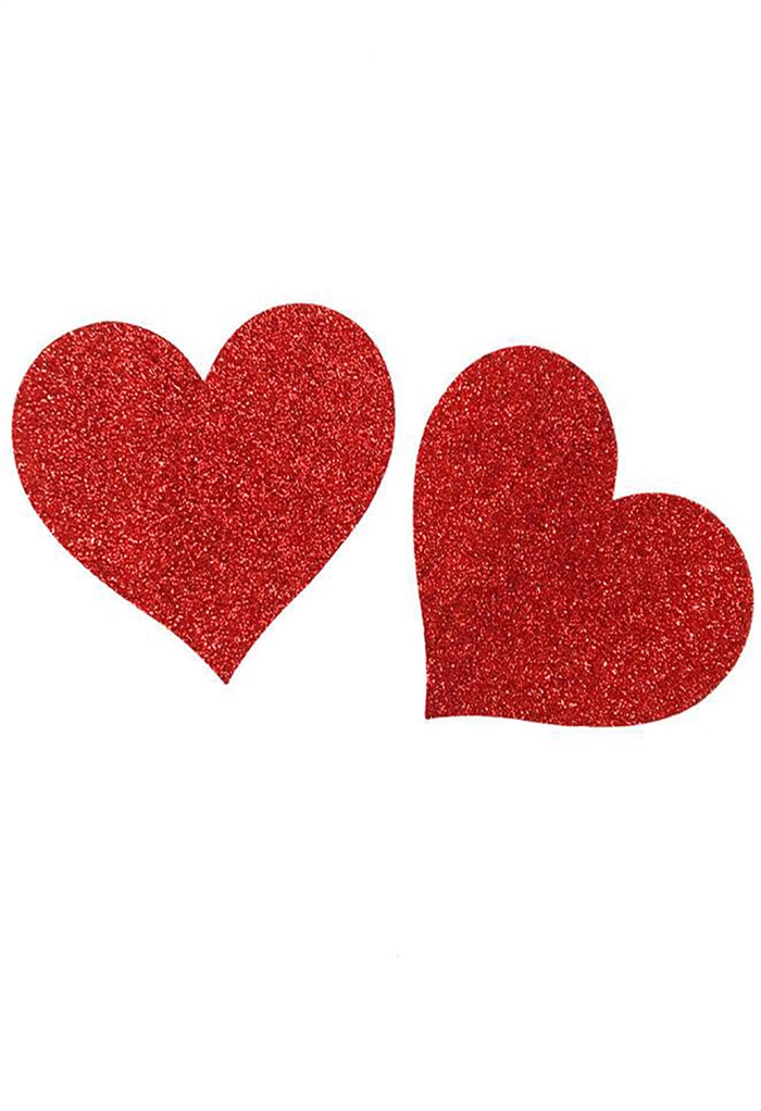 Billede af Romantiske rød glimmer hjerte pasties