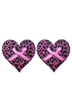 Hjerteformet pink leopard brystvorte skjuler 