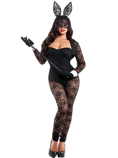 Sort bunny fuldbody catsuit kostume