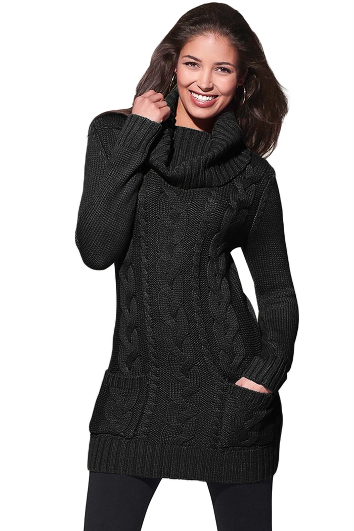 Black Cowl Neck Sweater 