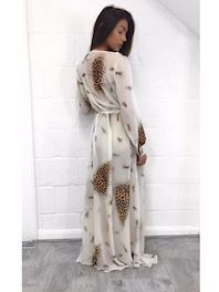 Hvid leopard lang robe