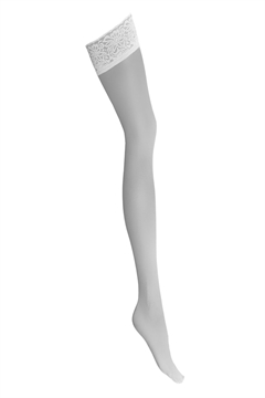 15DEN hvide silikone thigh high strømper