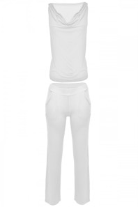 Hvid Komfortable cowl hals top med matchende bukser