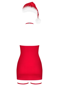 Rød lårkort kjole m. strømpebånd & nissehue