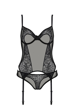 See through lace bustier m. indbygget suspender